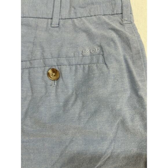IZOD Newport Oxford Men's Chino Flat Front Shorts Blue Size 34 - Picture 9 of 9